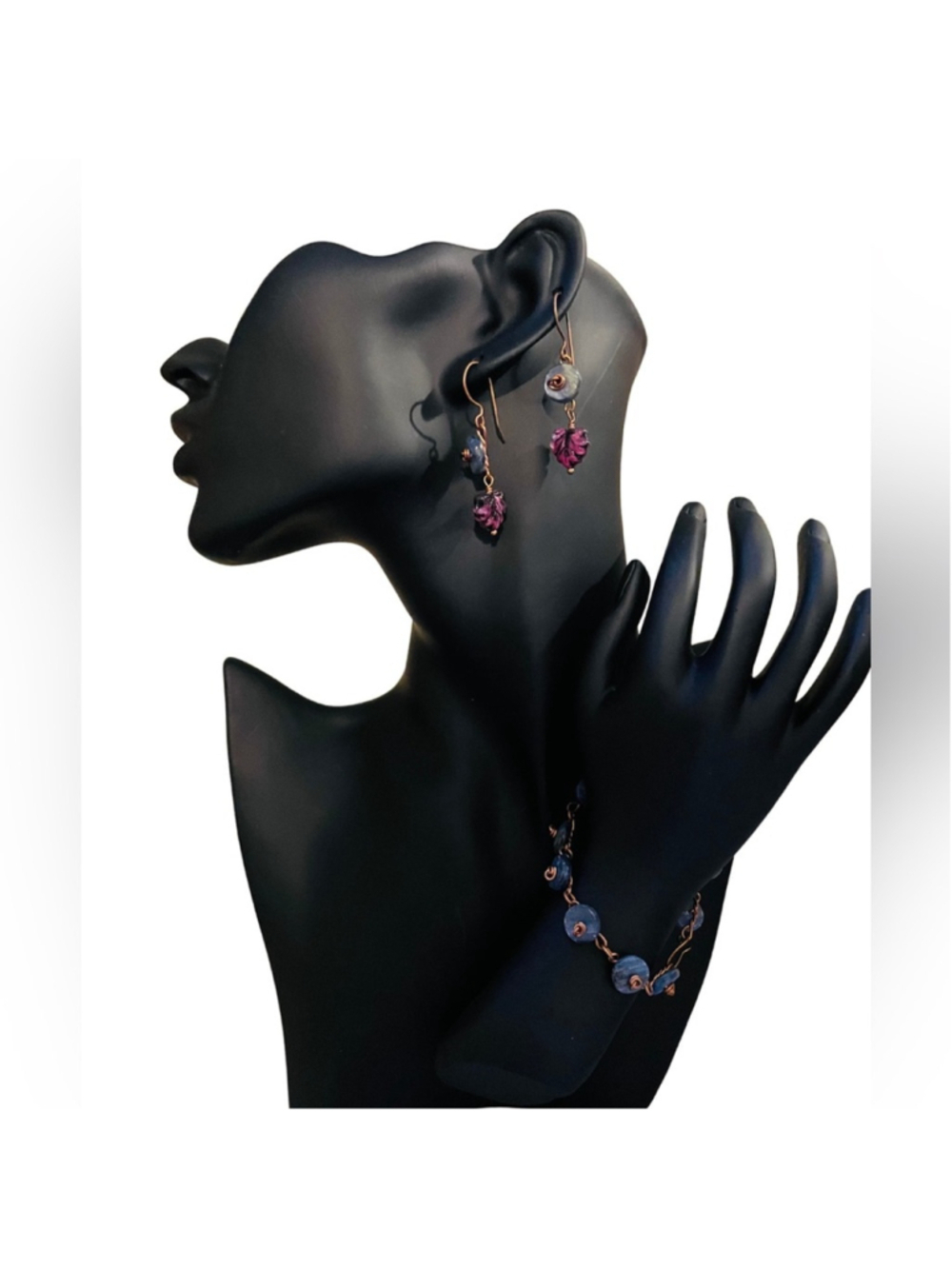 Sodalite with copper Bracelet and earring set
